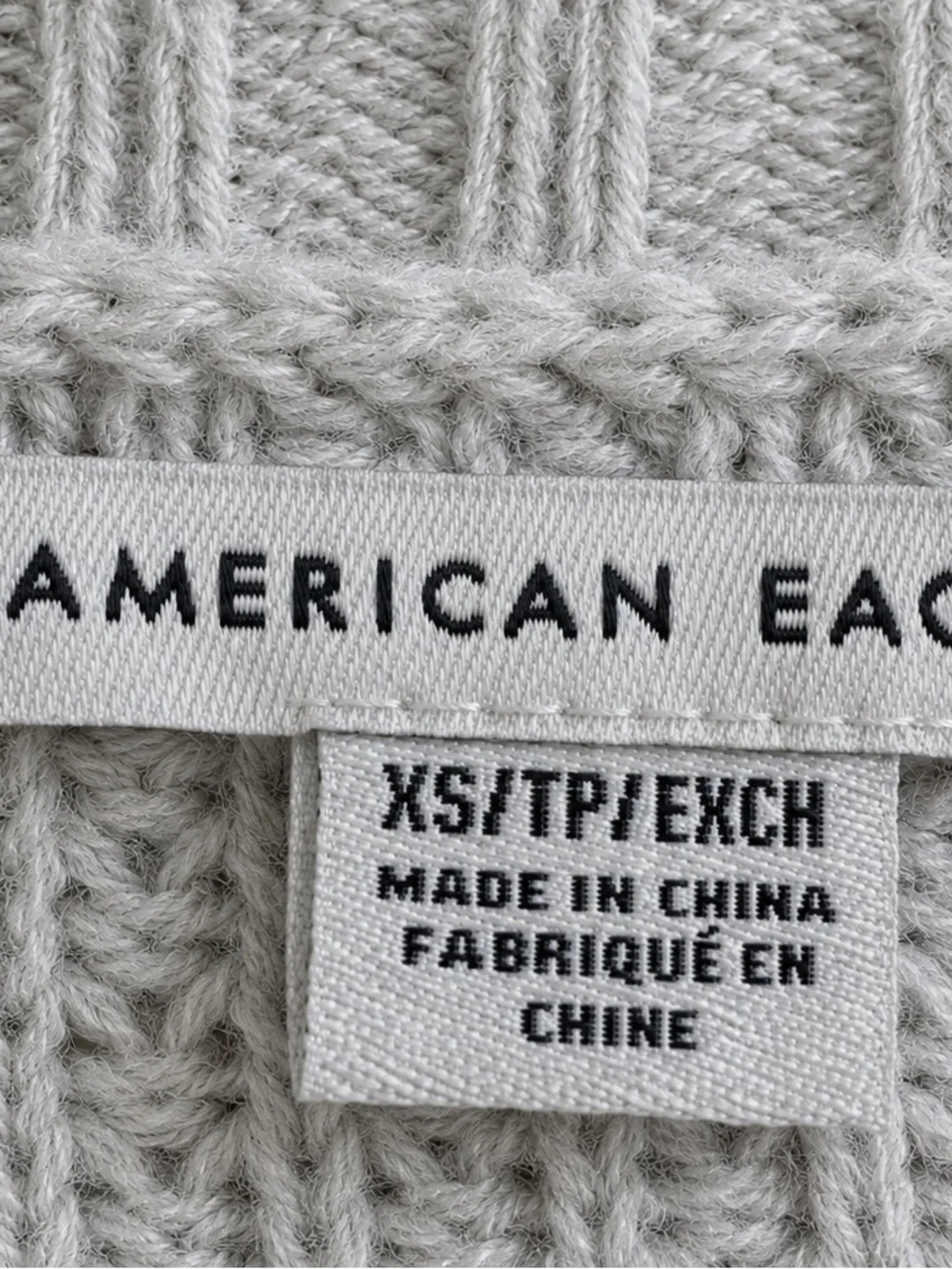 American Eagle Light Gray Waffle Knit Sweater XS Oversized Cozy Pullover - Picture 3 of 3